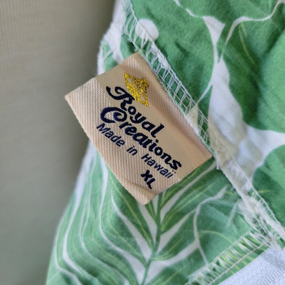 Royal Creations Green Nahenahe Ruffle Muumuu Maxi Monstera Dress Luau Resort XL - Picture 3 of 9